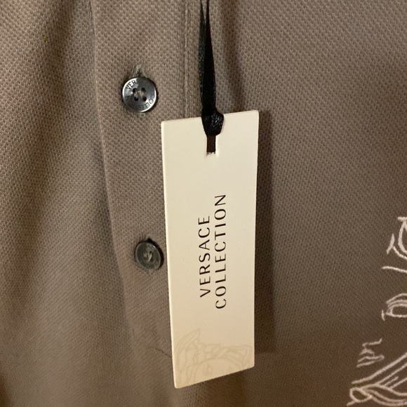 Versace Collection Polo Shirt XXL NWT Gray/White - Picture 2 of 4